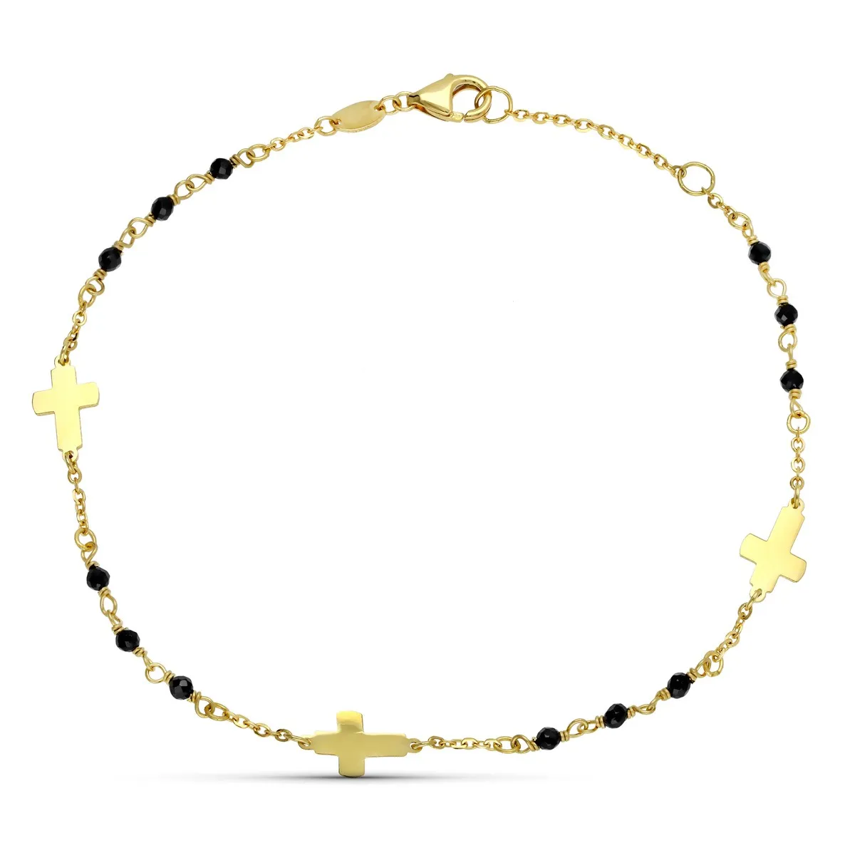 Pulsera en Oro de 18k Cruces y Onix