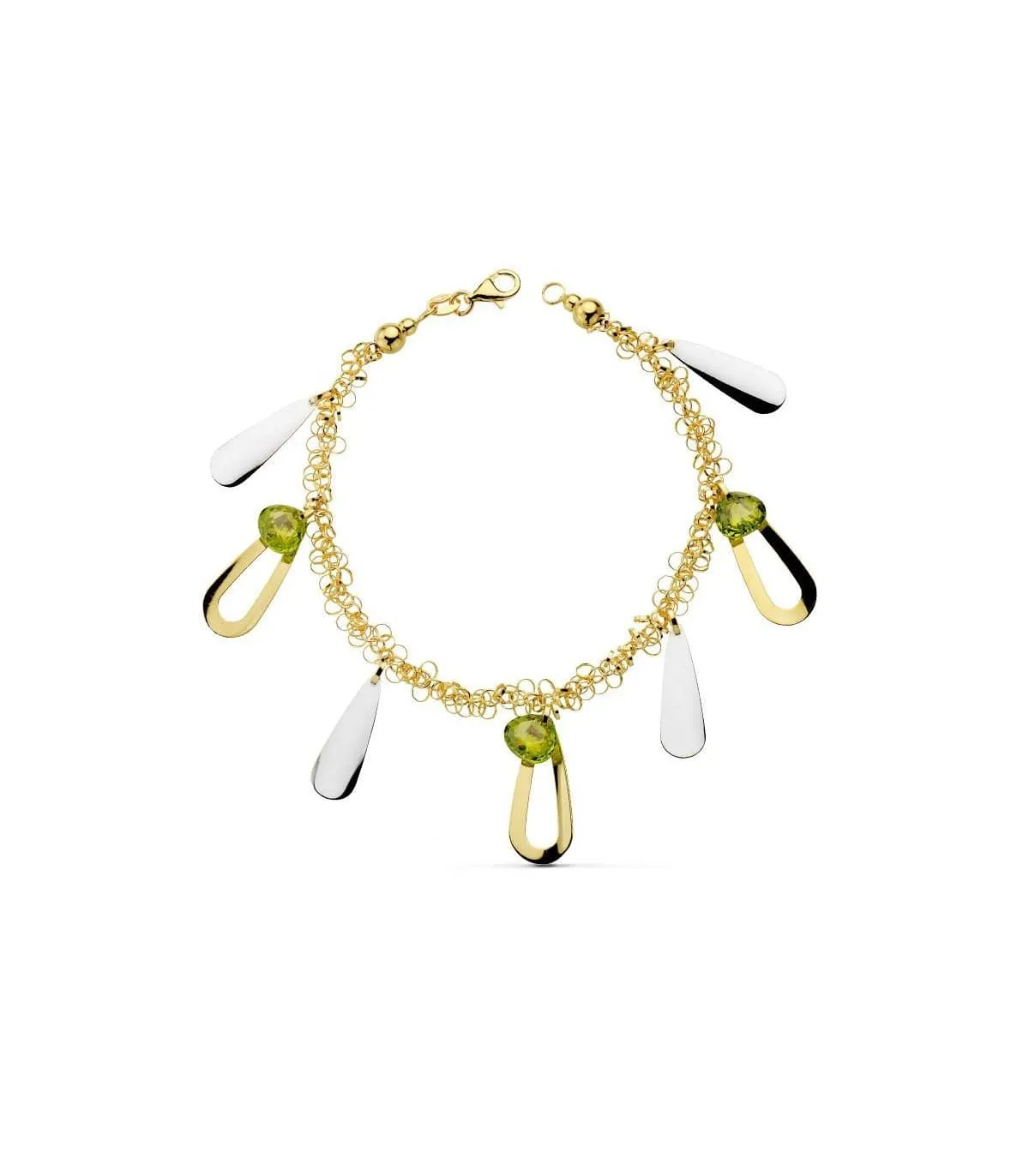 Pulsera oro bicolor 18k Abalorios piedra