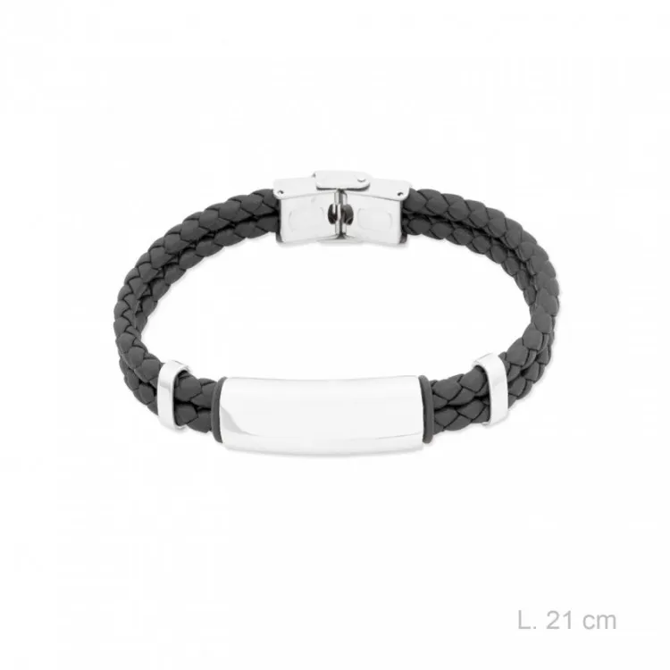Pulsera personalizada hombre cuero y acero