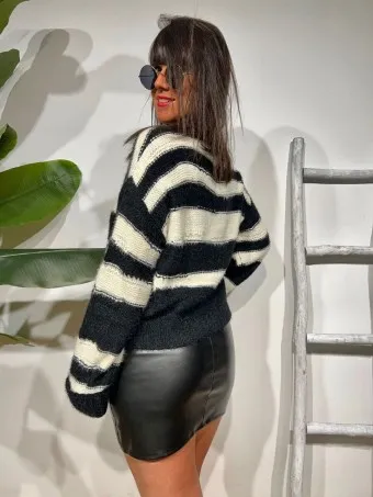 Punto Rayas JE T´AIME MAMA Negro