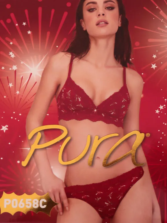 Pura Conjunto de ropa interior triángulo con relleno + brasileño
