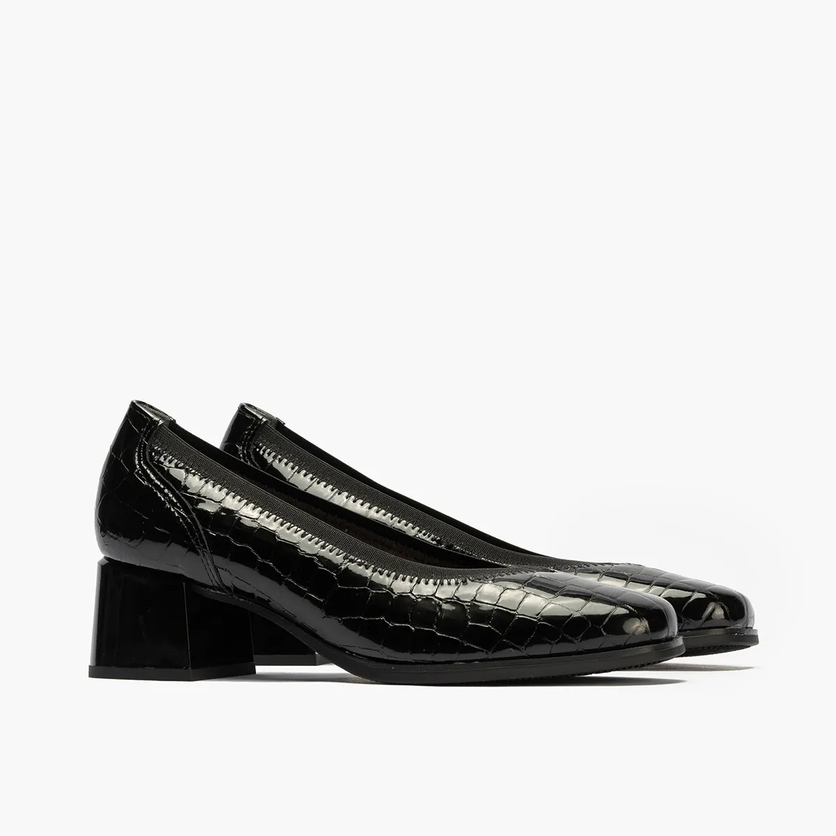 Rebajas Pitillos salón con tacón elásticos piedra y negro P5410