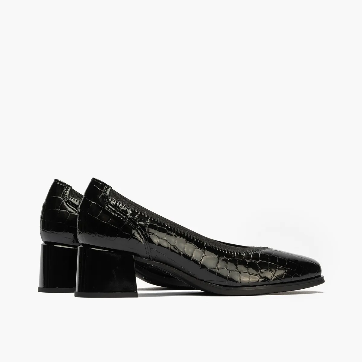 Rebajas Pitillos salón con tacón elásticos piedra y negro P5410