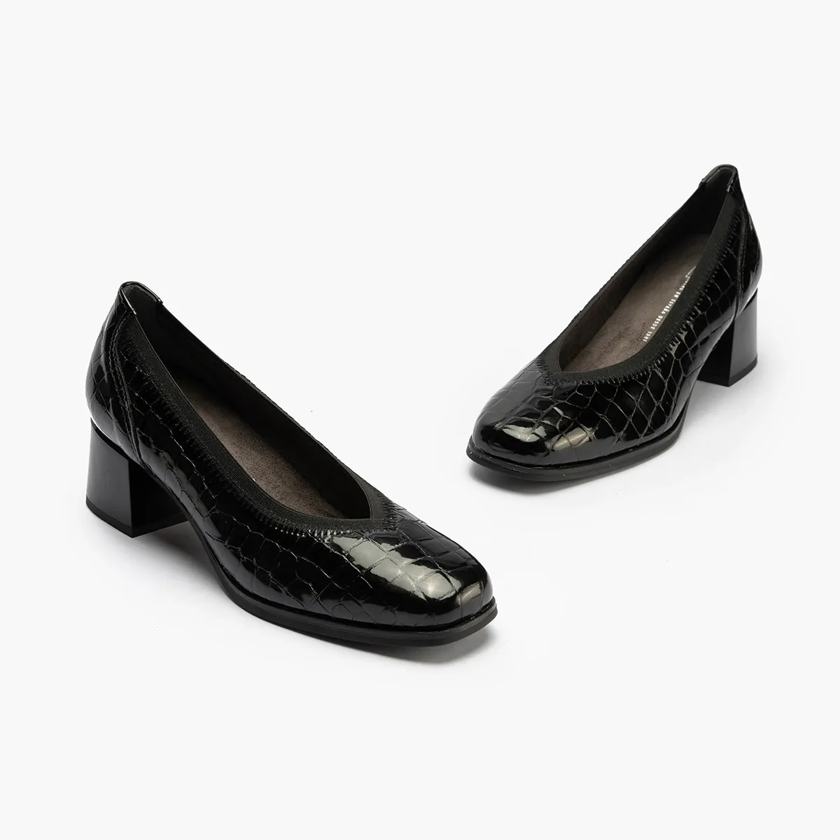 Rebajas Pitillos salón con tacón elásticos piedra y negro P5410