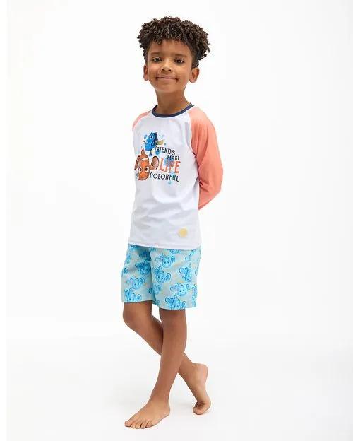 Ropa De Baño Niño Tomy Blanco/Celeste Oscuro
