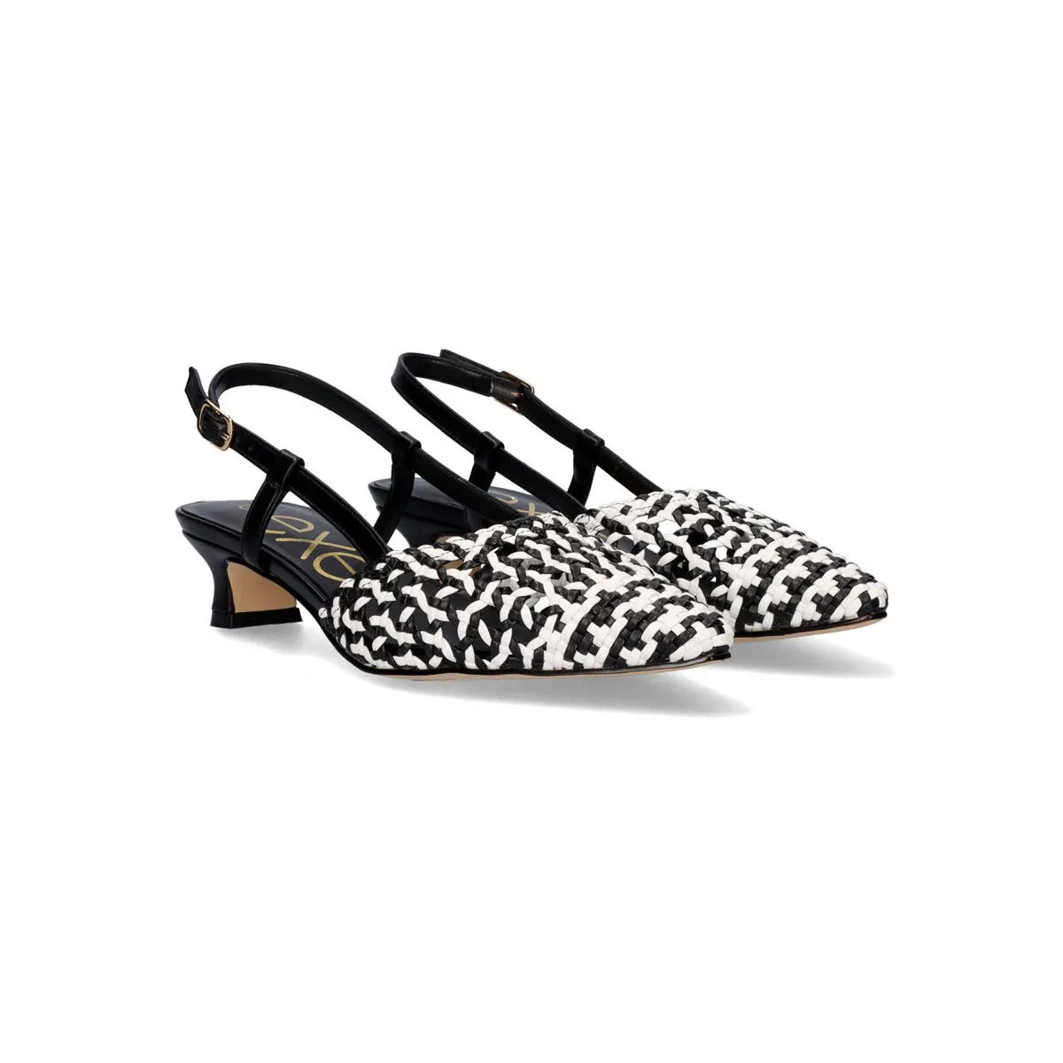 SANDALIA TACÓN EXÉ 240803 WHITE BLACK