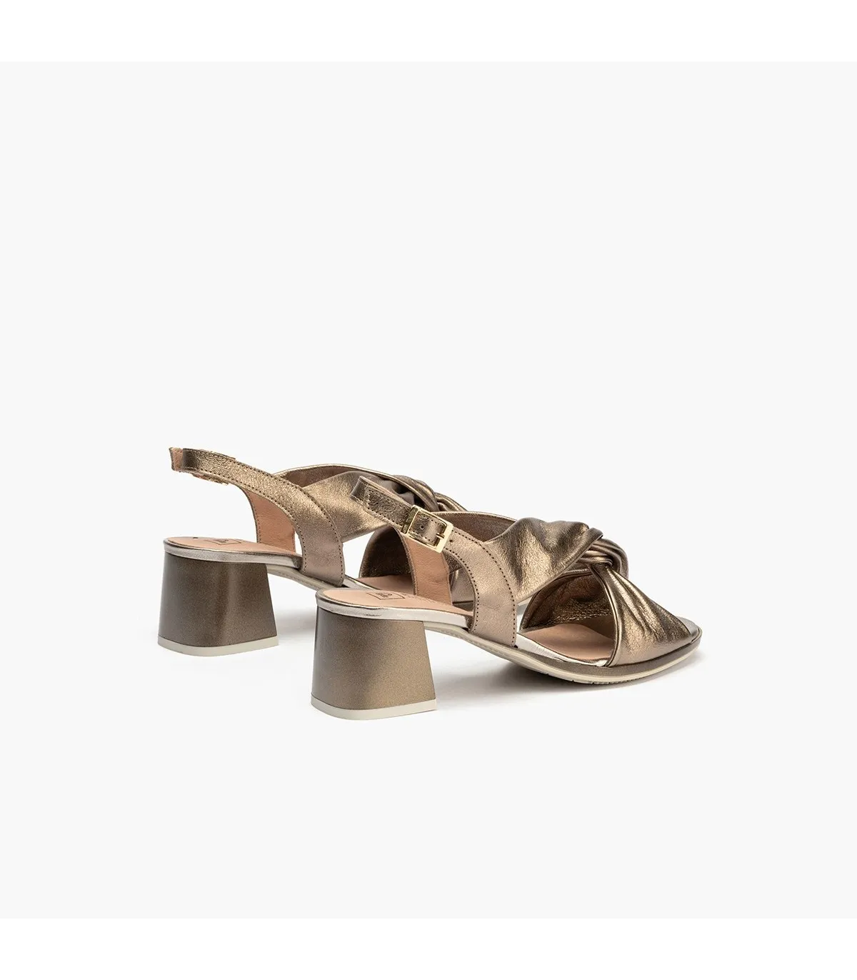 Sandalia tacón mujer tubulares laminado BRONCE