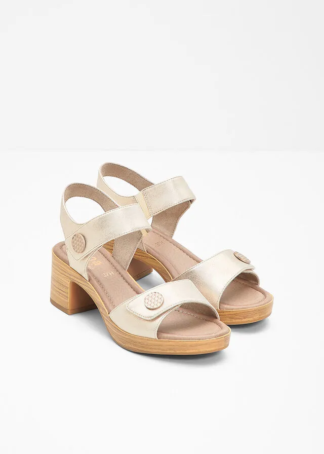 Sandalias de tacón oro rosa metálico