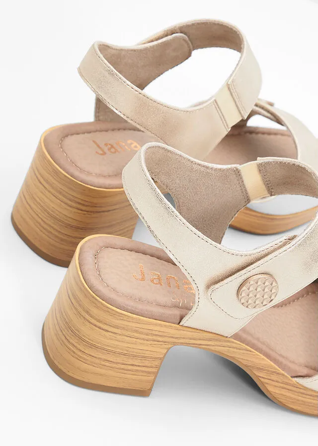 Sandalias de tacón oro rosa metálico