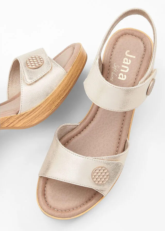 Sandalias de tacón oro rosa metálico