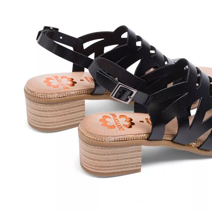 Sandalias tacón Porronet piel negras valerie