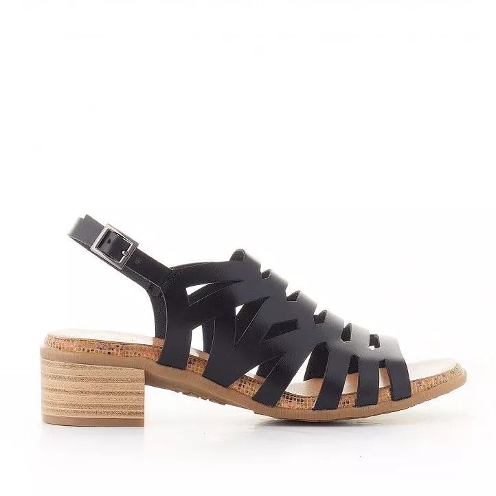 Sandalias tacón Porronet piel negras valerie