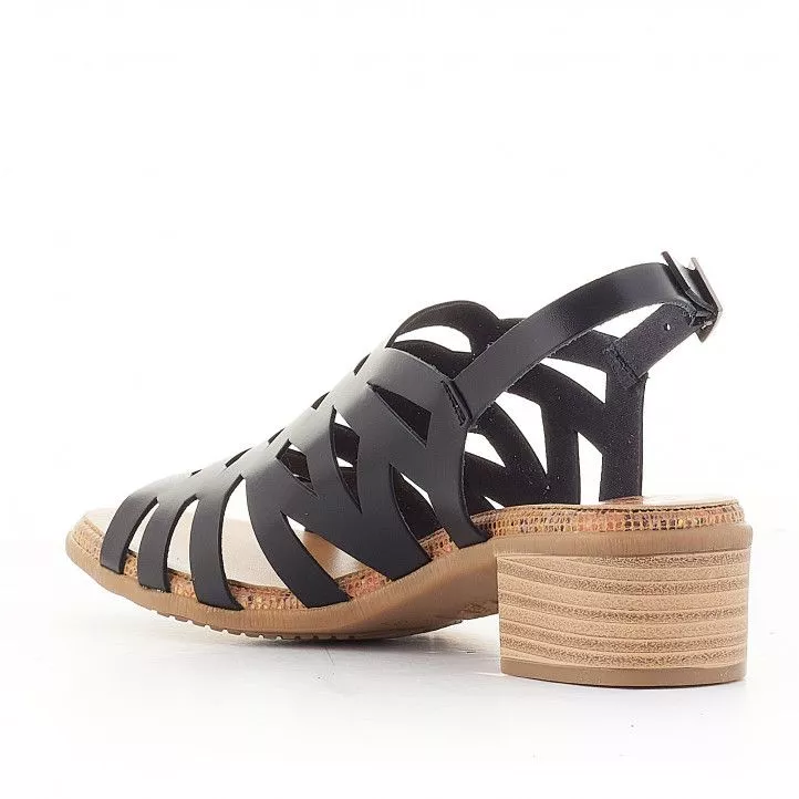Sandalias tacón Porronet piel negras valerie