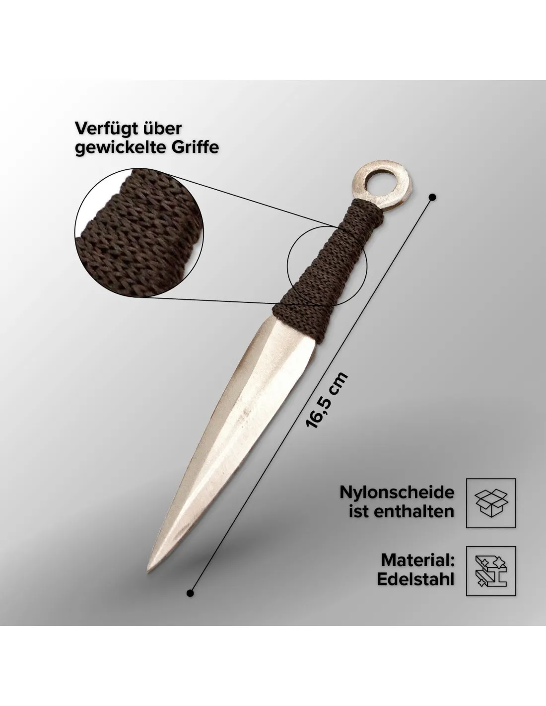 Set 10 kunais con funda (16,5 cm)