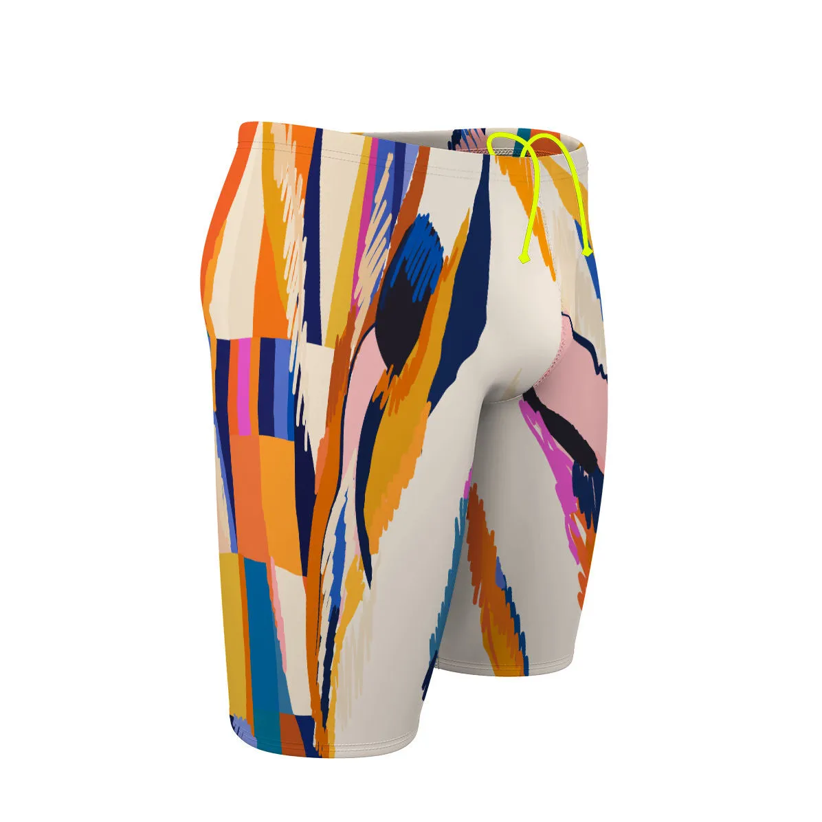 SUNSET ORANGE SQUARES  JAMMER SWIMSUIT