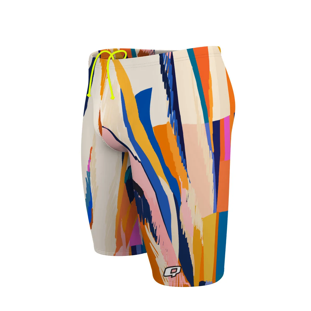 SUNSET ORANGE SQUARES  JAMMER SWIMSUIT