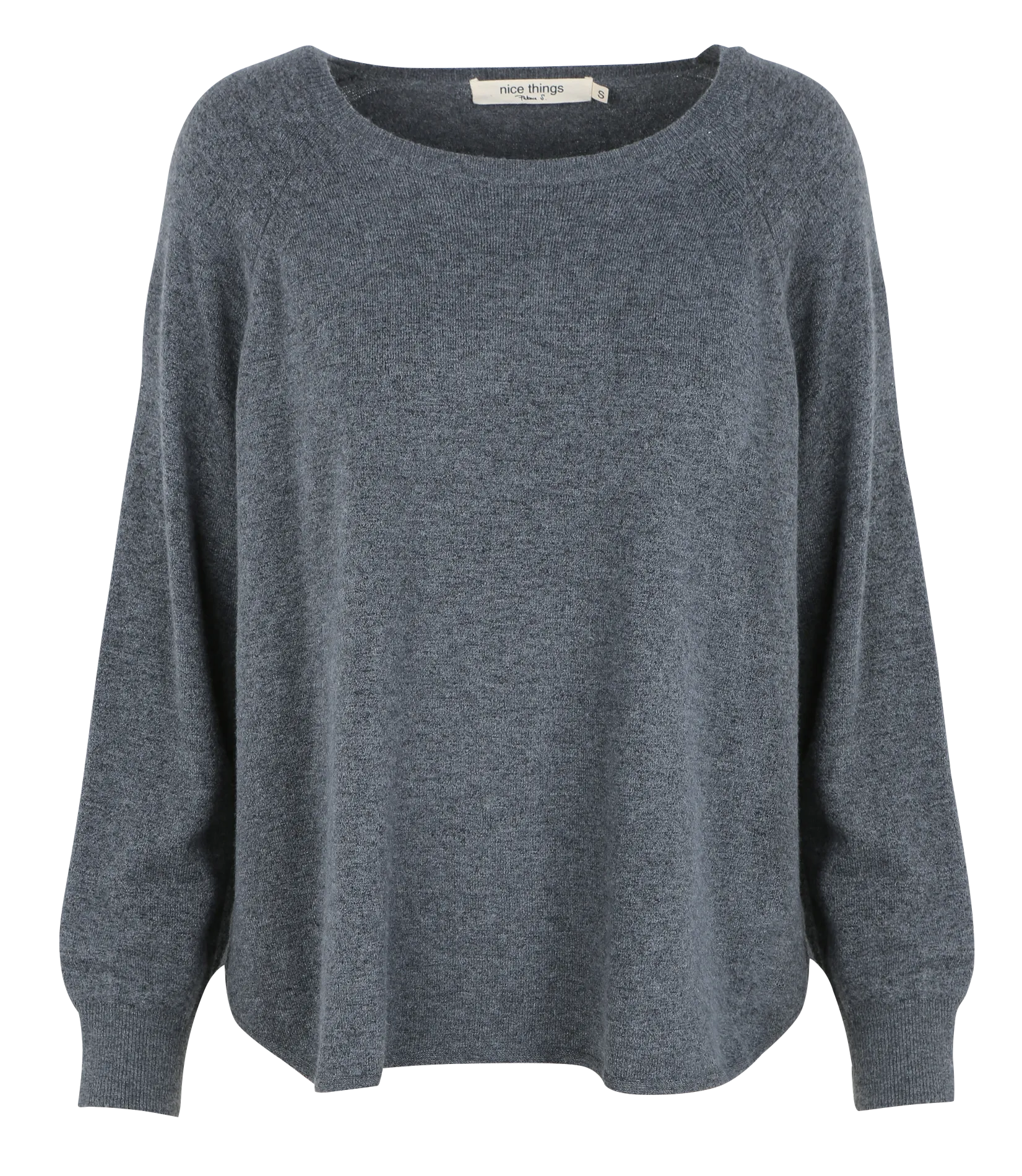 Suéter amplio con capa y bolsillo en gris