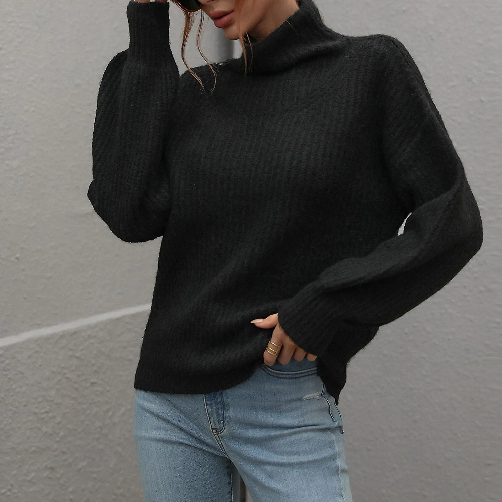 Suéter casual de invierno para mujer Manga larga Suéter suave cálido