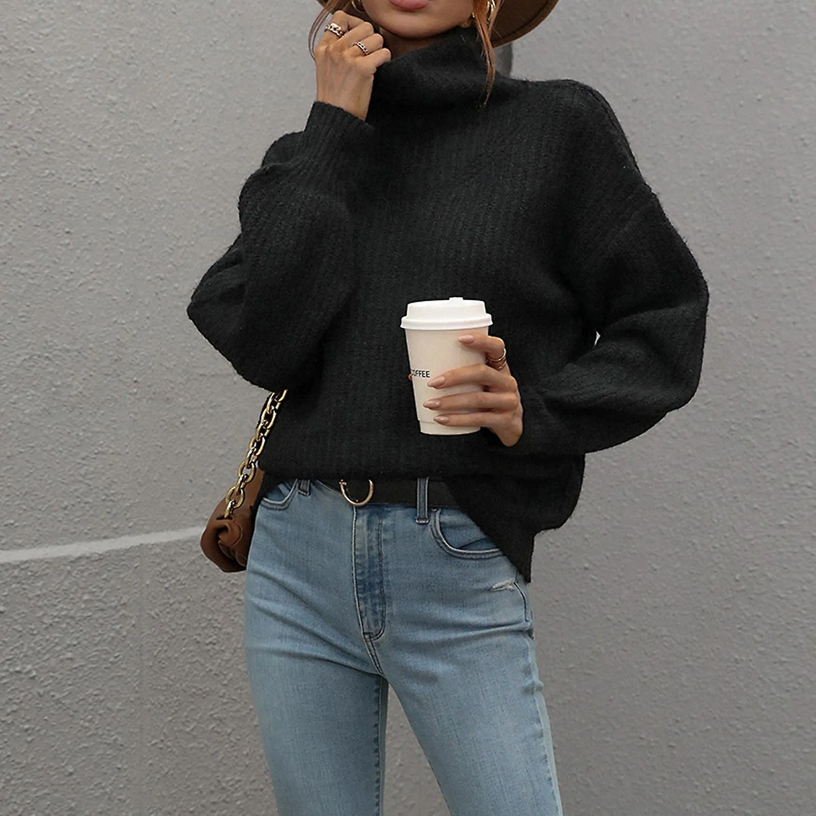 Suéter casual de invierno para mujer Manga larga Suéter suave cálido