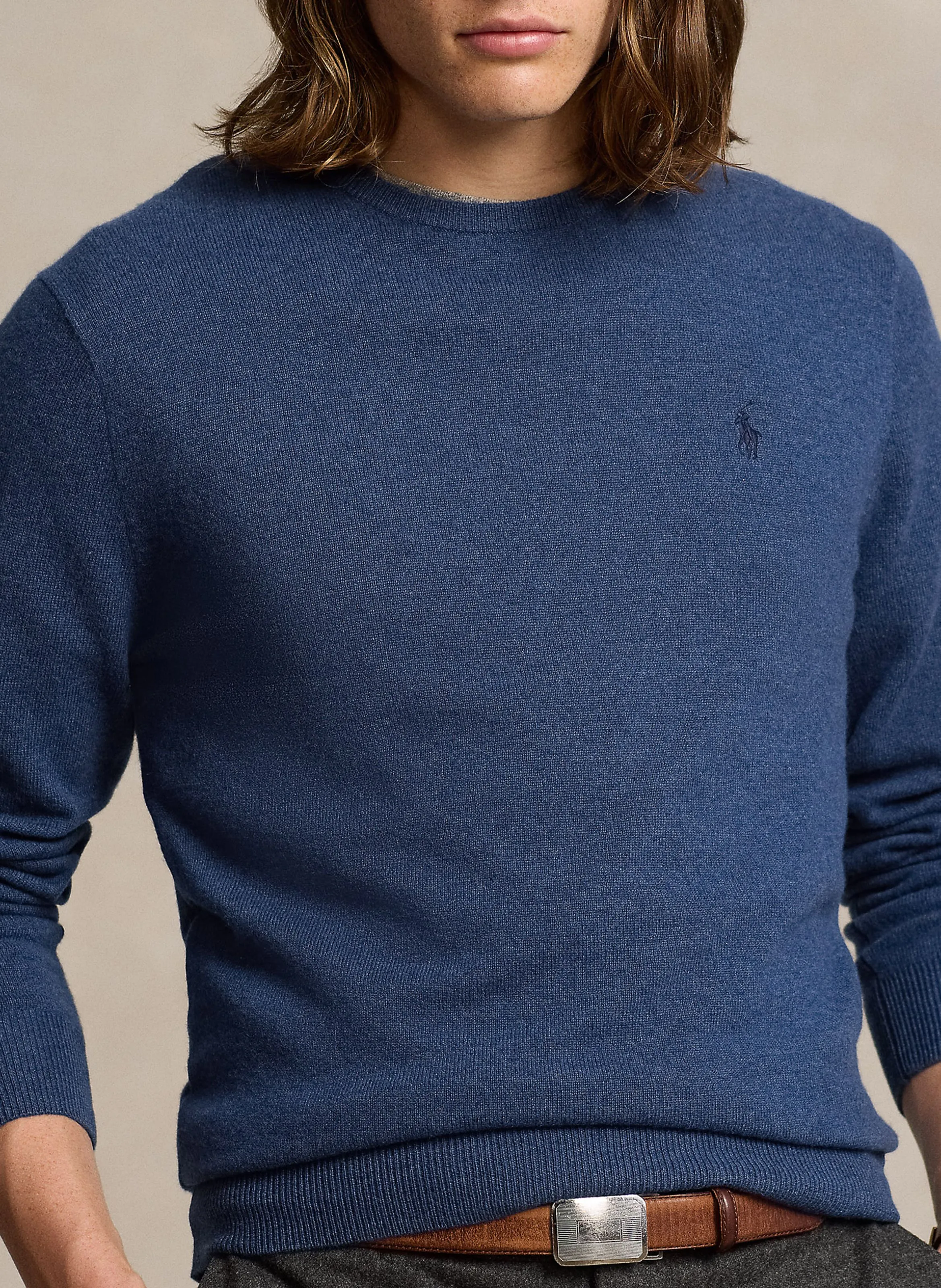 Suéter de cuello redondo de lana en azul