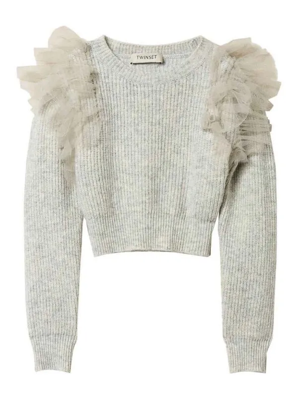 TWINSET SUéTER CUELLO REDONDO  GRIS
