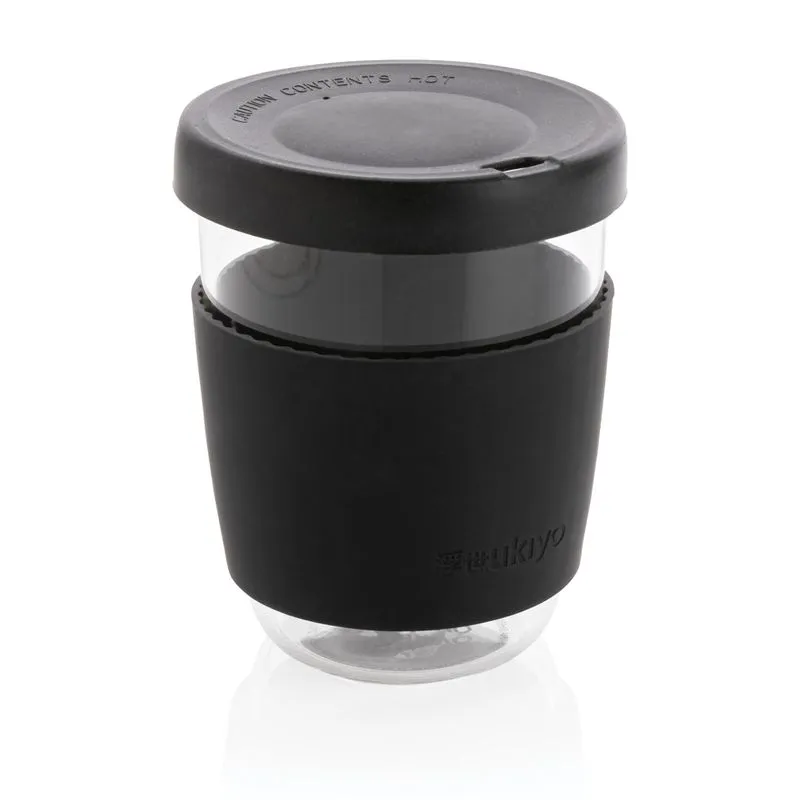 Vaso de borosilicato Ukiyo con tapa y funda de silicona