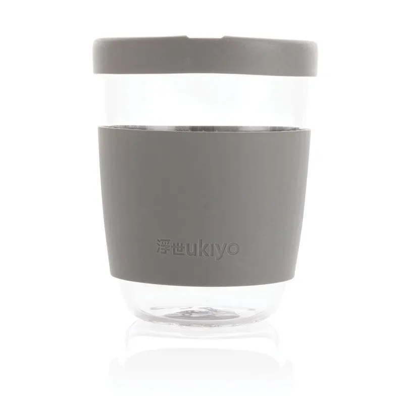 Vaso de borosilicato Ukiyo con tapa y funda de silicona