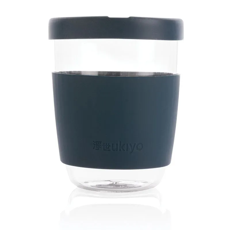 Vaso de borosilicato Ukiyo con tapa y funda de silicona