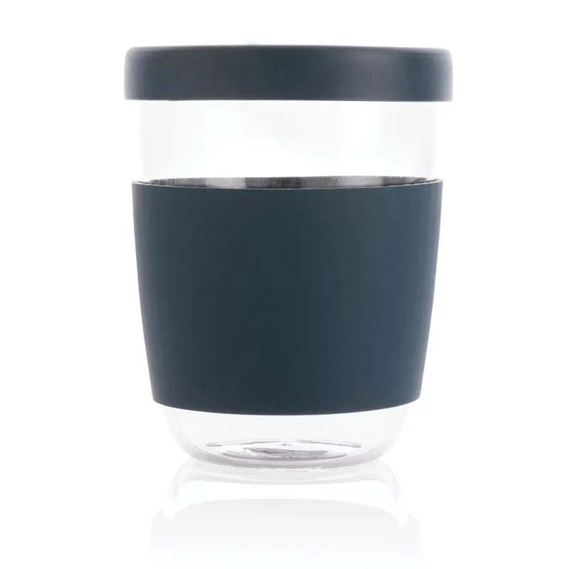 Vaso de borosilicato Ukiyo con tapa y funda de silicona