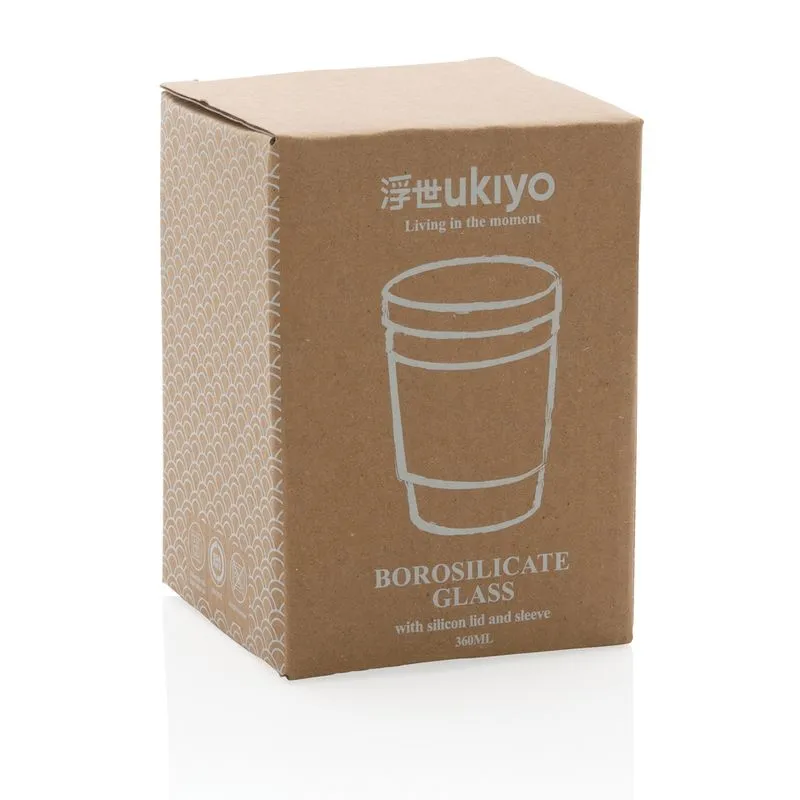 Vaso de borosilicato Ukiyo con tapa y funda de silicona