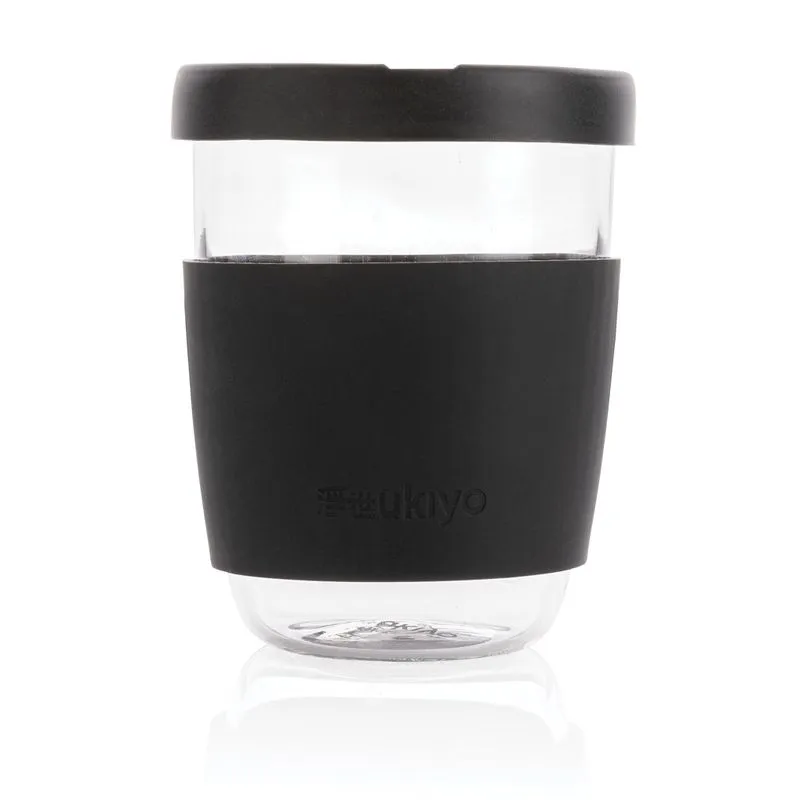 Vaso de borosilicato Ukiyo con tapa y funda de silicona