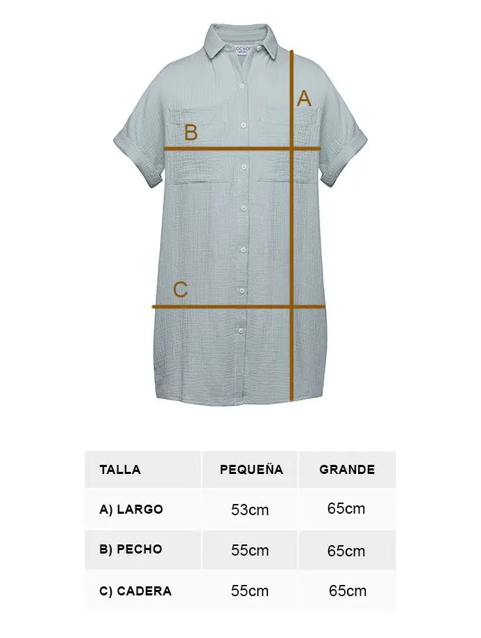 Vestido camisero corto de algodón orgánico menta