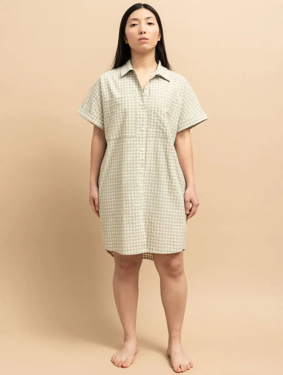 Vestido camisero cuadros vichy color pistacho