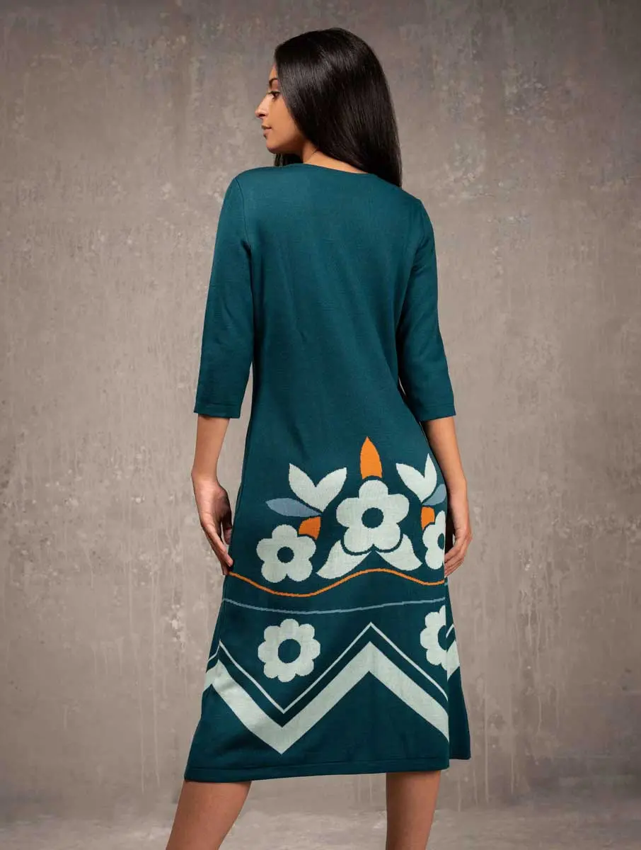 Vestido de lana largo con flores