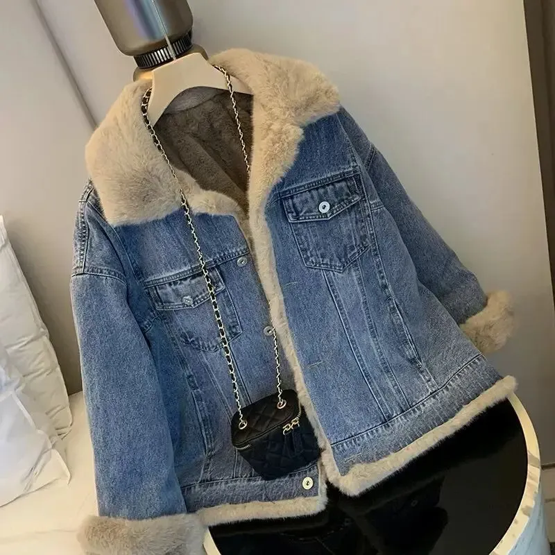 Vintagelamb wooldenimjacket de otoño/invierno en otoño fallecido en espesor de forma suelta para damas de ropa casualf6.28#73.9