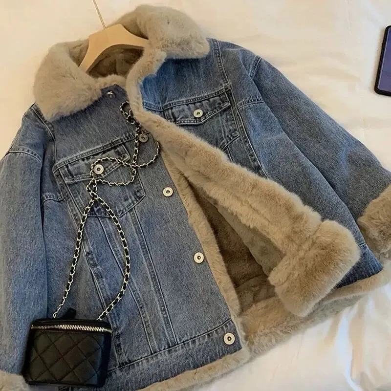 Vintagelamb wooldenimjacket de otoño/invierno en otoño fallecido en espesor de forma suelta para damas de ropa casualf6.28#73.9