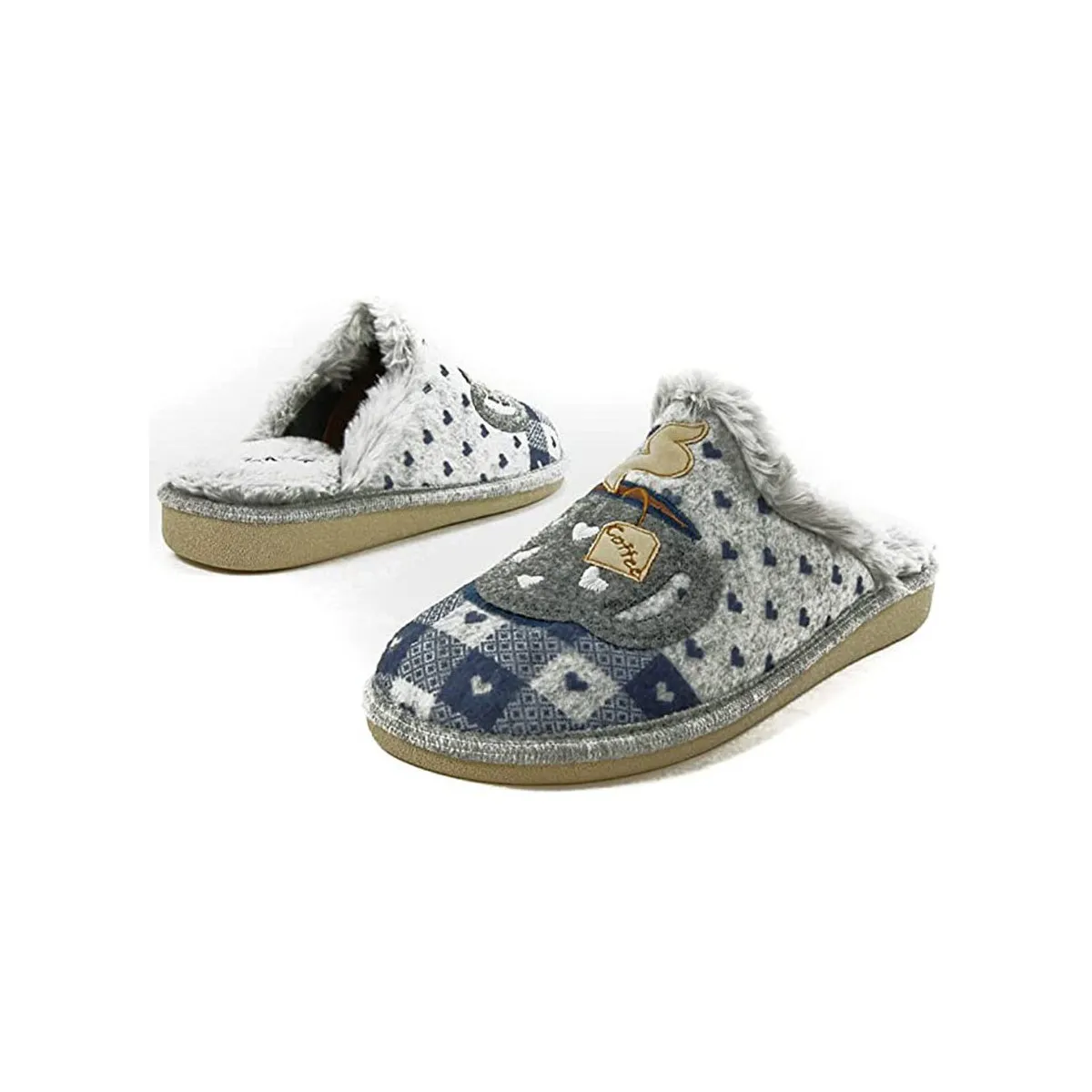 ZAPATILLA CASA  TAZAS GRIS