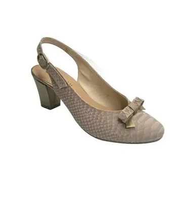 Zapato abierto atrás con tacón combinado en nobuk Roldán en visón