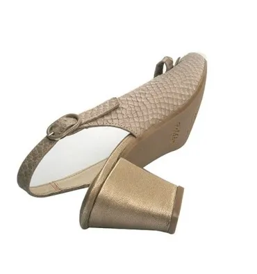 Zapato abierto atrás con tacón combinado en nobuk Roldán en visón