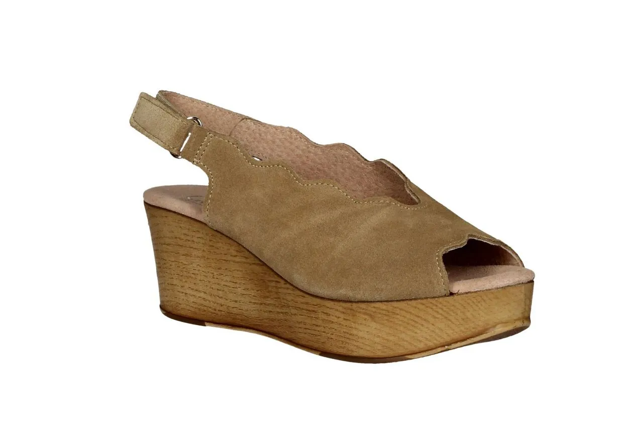 Zapato Abierto Serraje Taupe Hueco Ondas