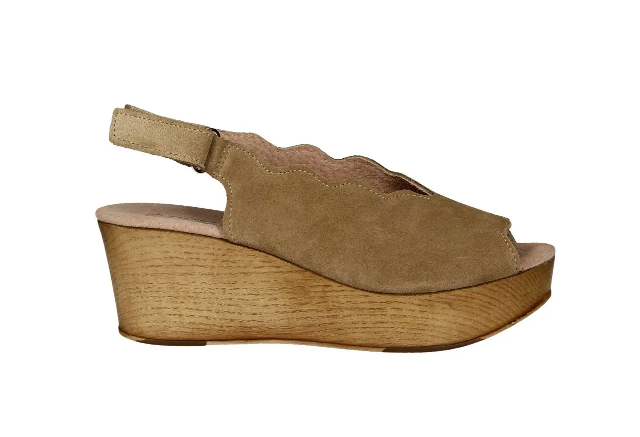 Zapato Abierto Serraje Taupe Hueco Ondas