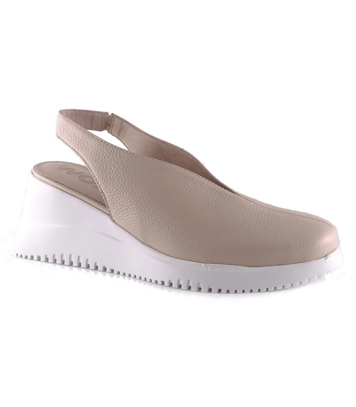 Zapato corte salón en piel de color natural