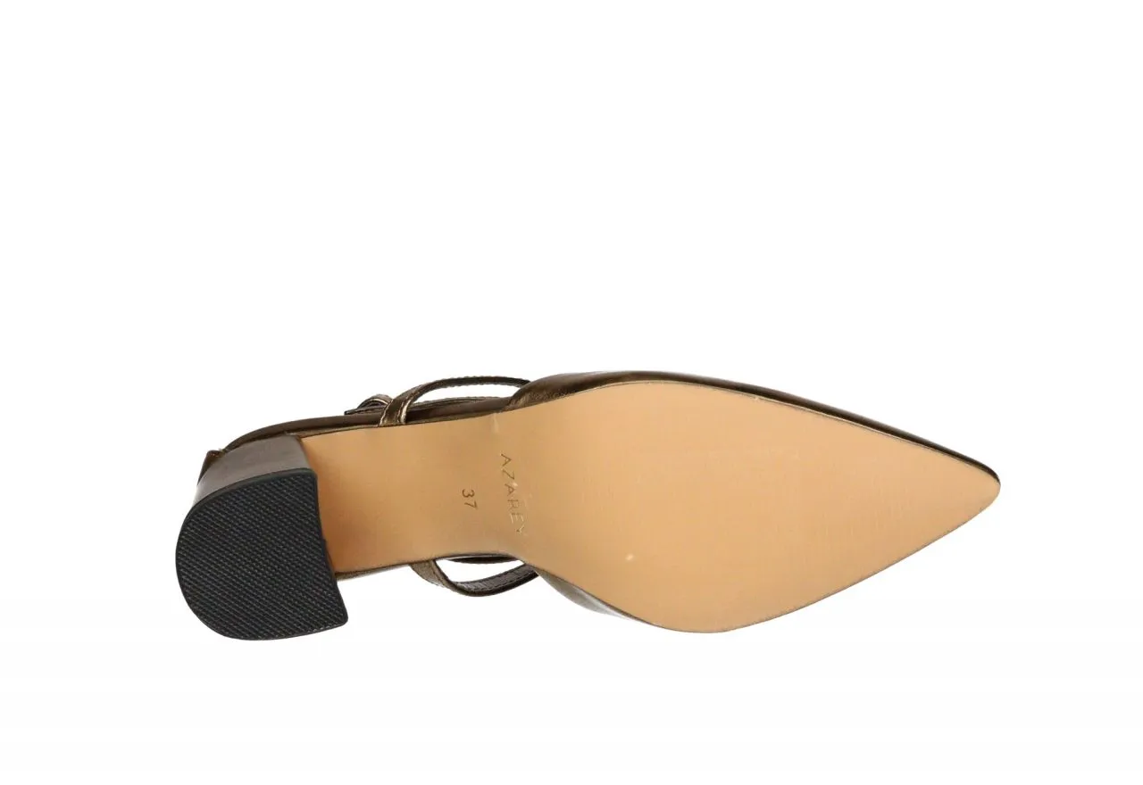 Zapato Metalizado Bronce Tiras Cruzadas Pulsera Tobillo